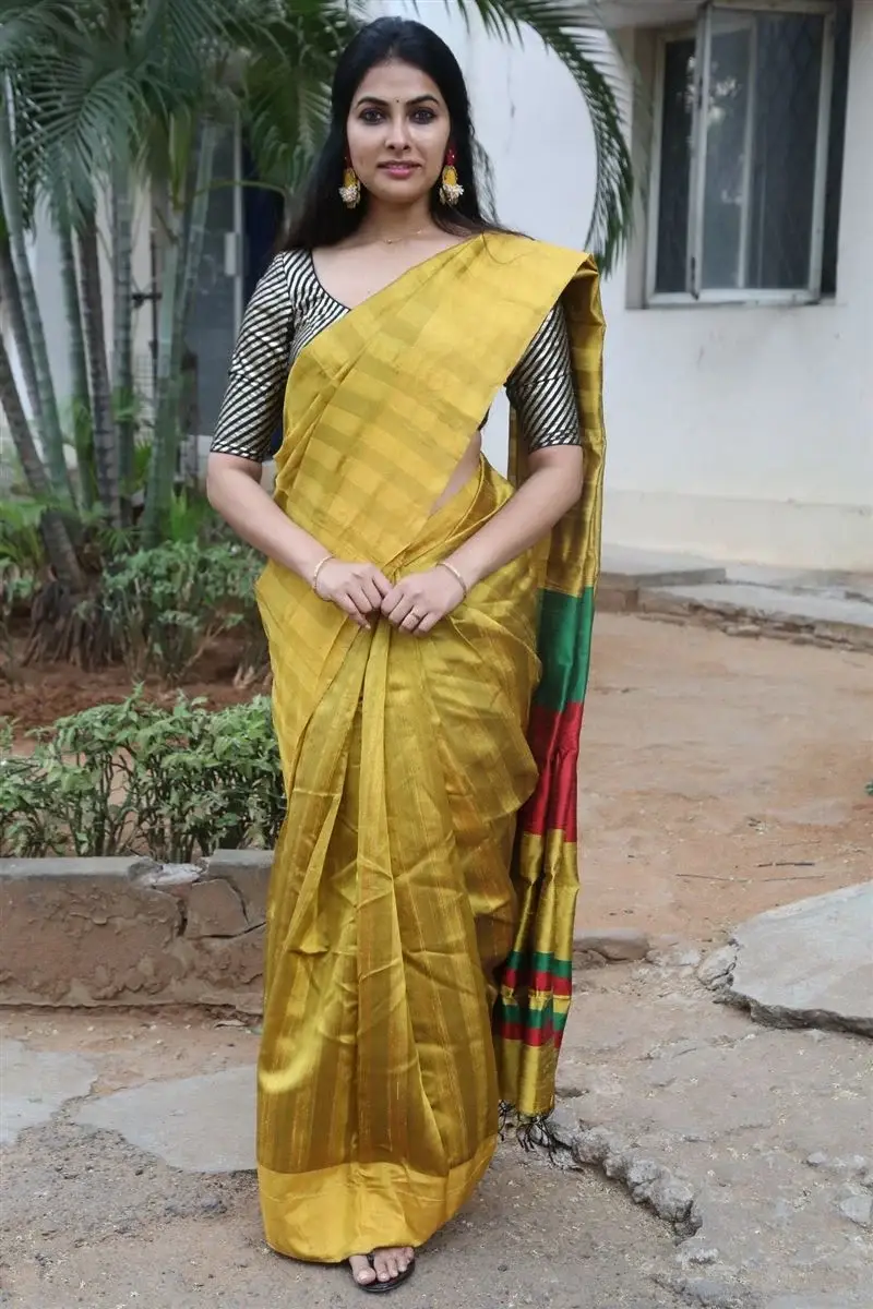 ACTRESS DIVI VADTHYA IN YELLOW SAREE AT LAMBASINGI MOVIE MEET 11